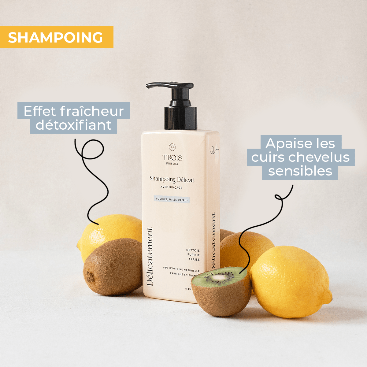 Shampoing cheveux bouclés qui apise le cuir chevelu tout en détoxifiant
