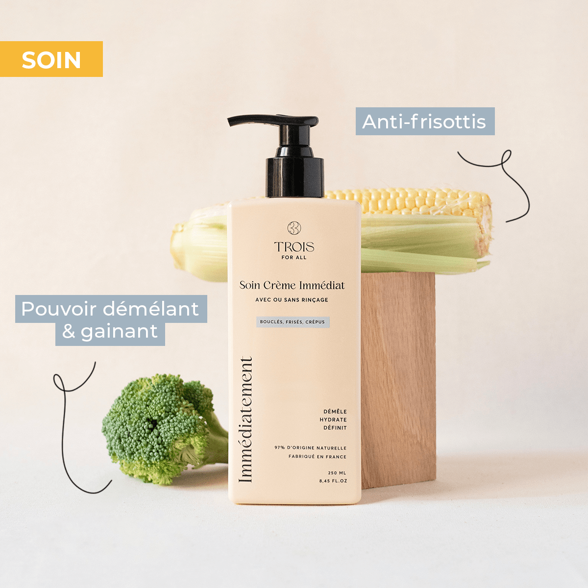 Soin pour cheveux bouclés gainant et démêlant, anti-frisottis, pour des boucles lisses et parfaitement définies