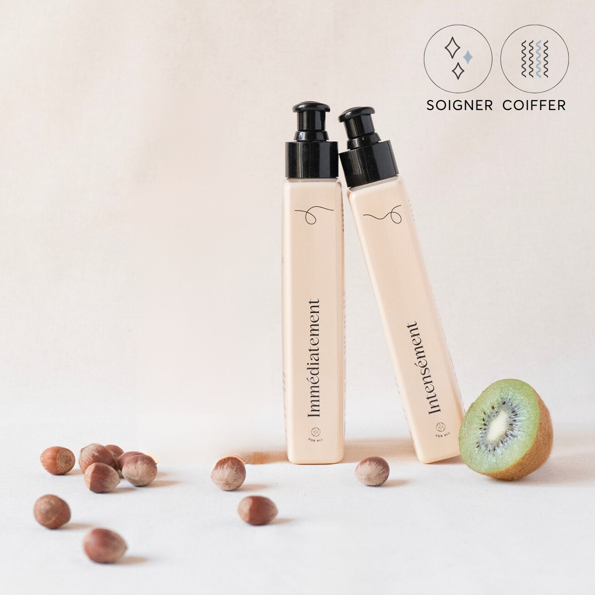 Routine pour cheveux bouclés comprenant un masque et un soin pour nourrir, définir et hydrater les boucles