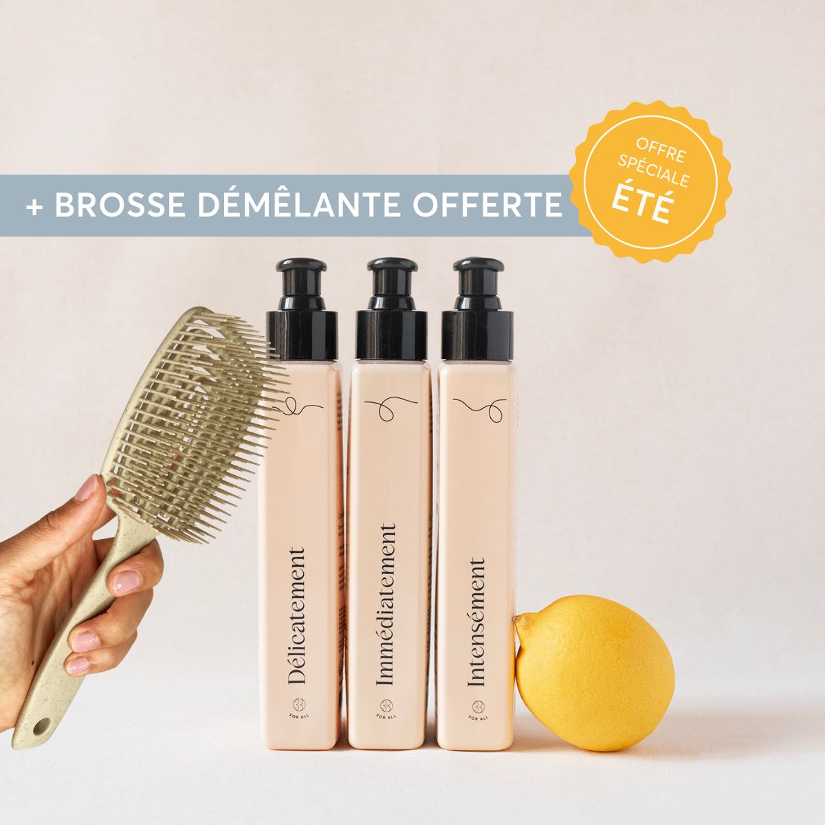 Routine pour cheveux bouclés comprenant un masque et un soin pour nourrir, définir et hydrater les boucles. Et une brosse démêlante pour démêler sans casse et définir les boucles